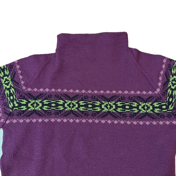 Vintage Y2K Maroon and Green Turtleneck Top Size S - Picture 2 of 6